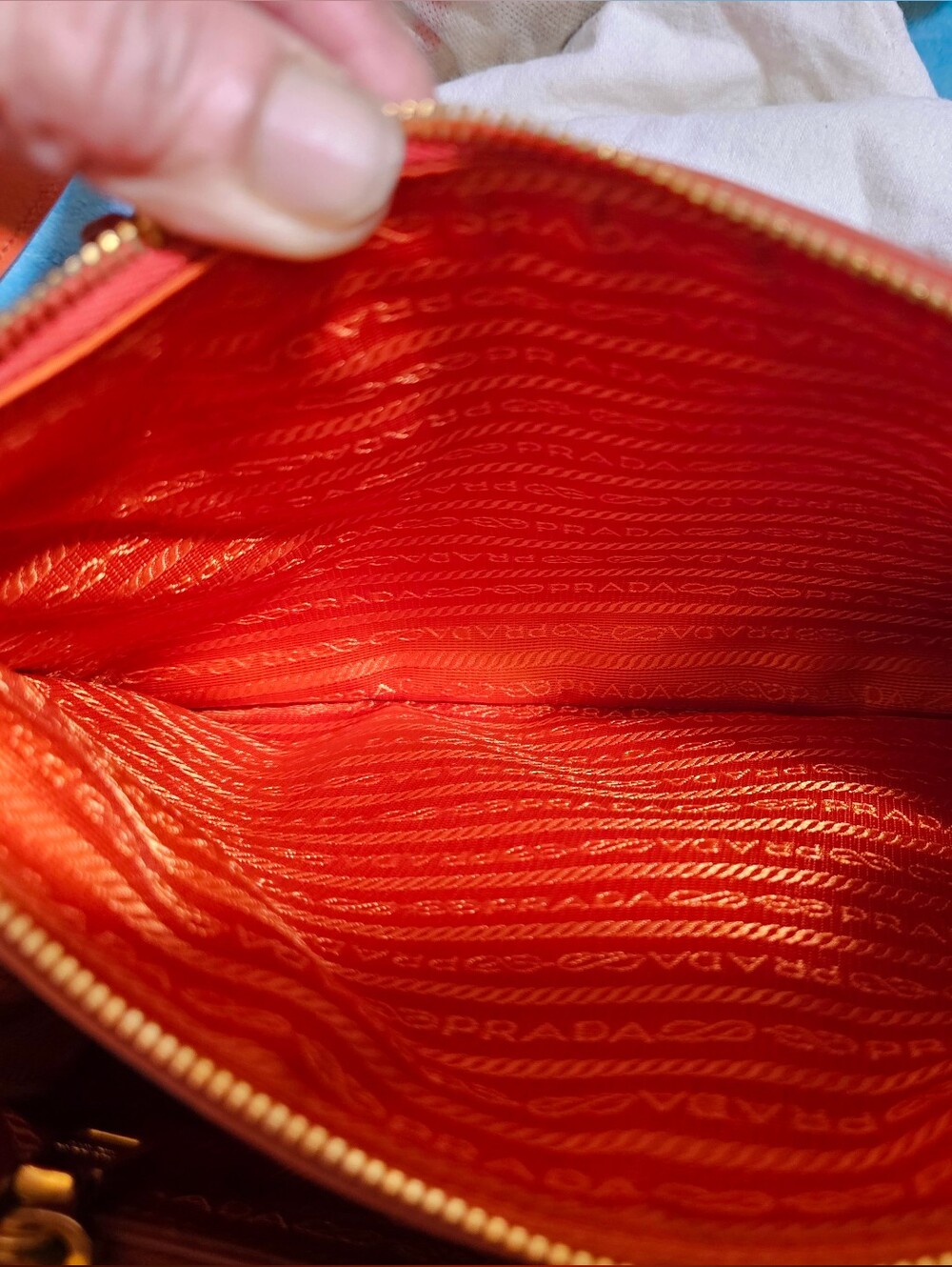 #43529-Prada Galleria PM bright orange Width-12inch Height-8 - Picture 11 of 15
